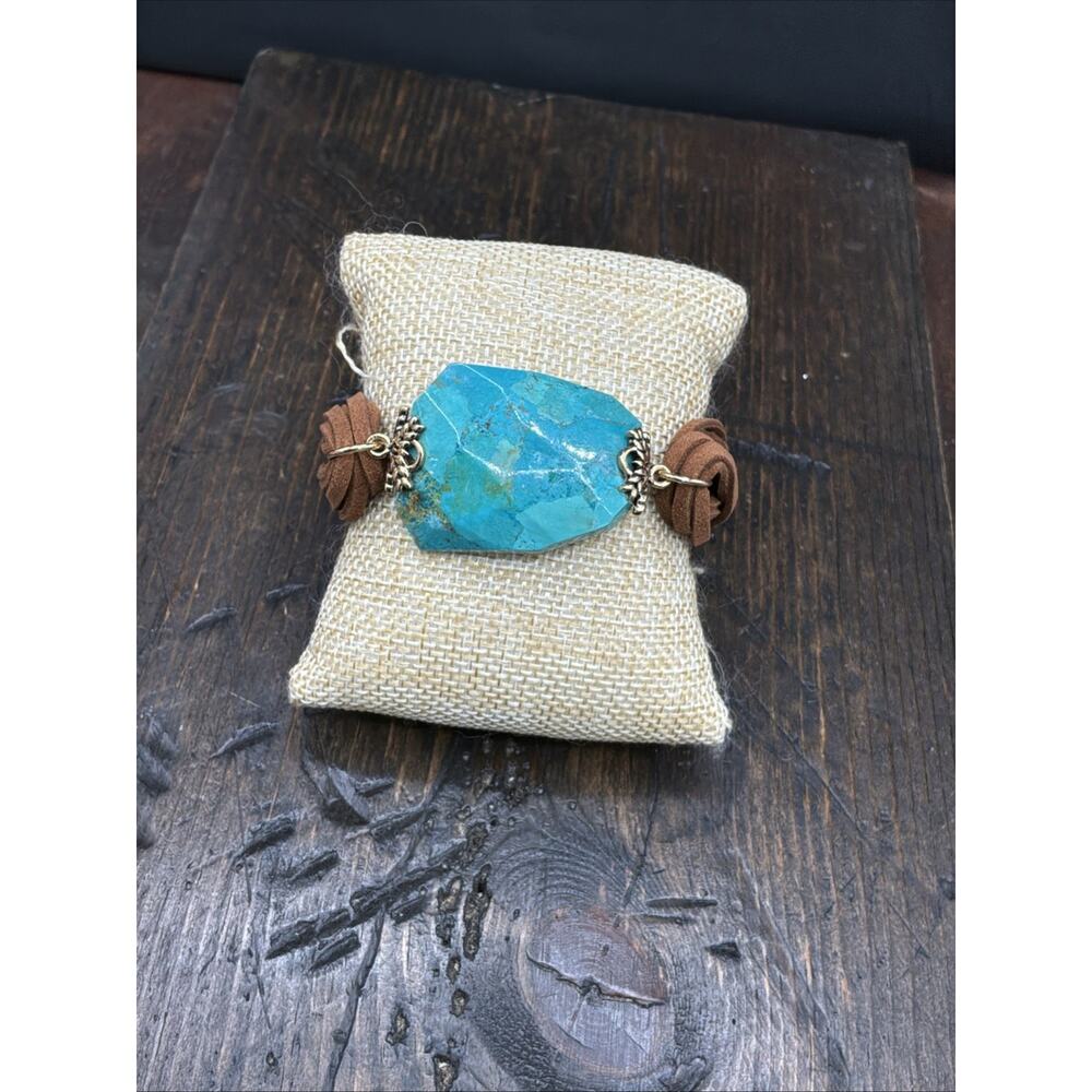 Barse Betwixt Bracelet- Turquoise- Leather-Bronze- NWT - Picture 2 of 8